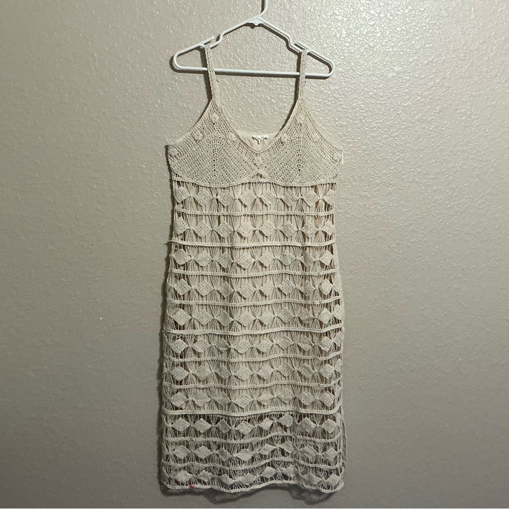 Women's Cream Lined Crochet Slip Dress